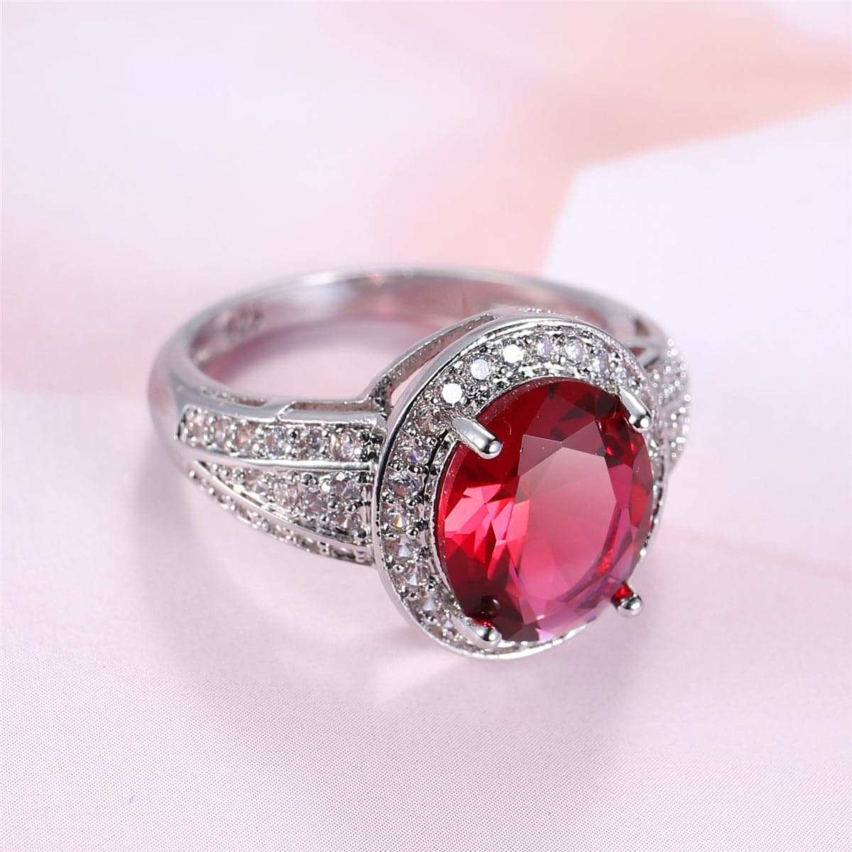 Rose Crystal & Cubic Zirconia Round Ring