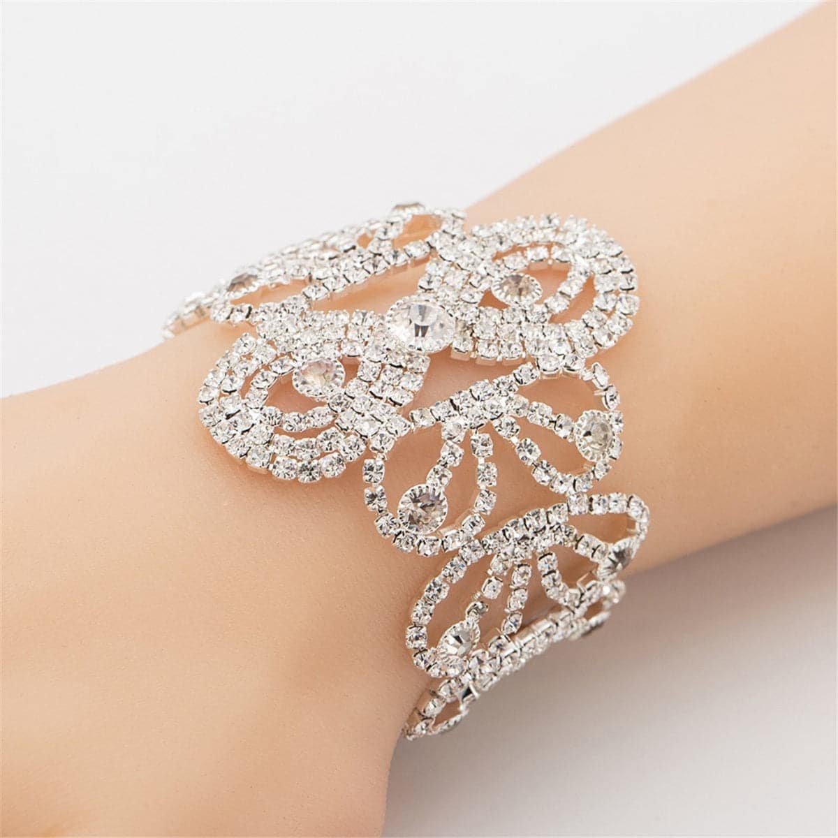 Cubic Zirconia & Goldtone Pavé Bow Bracelet