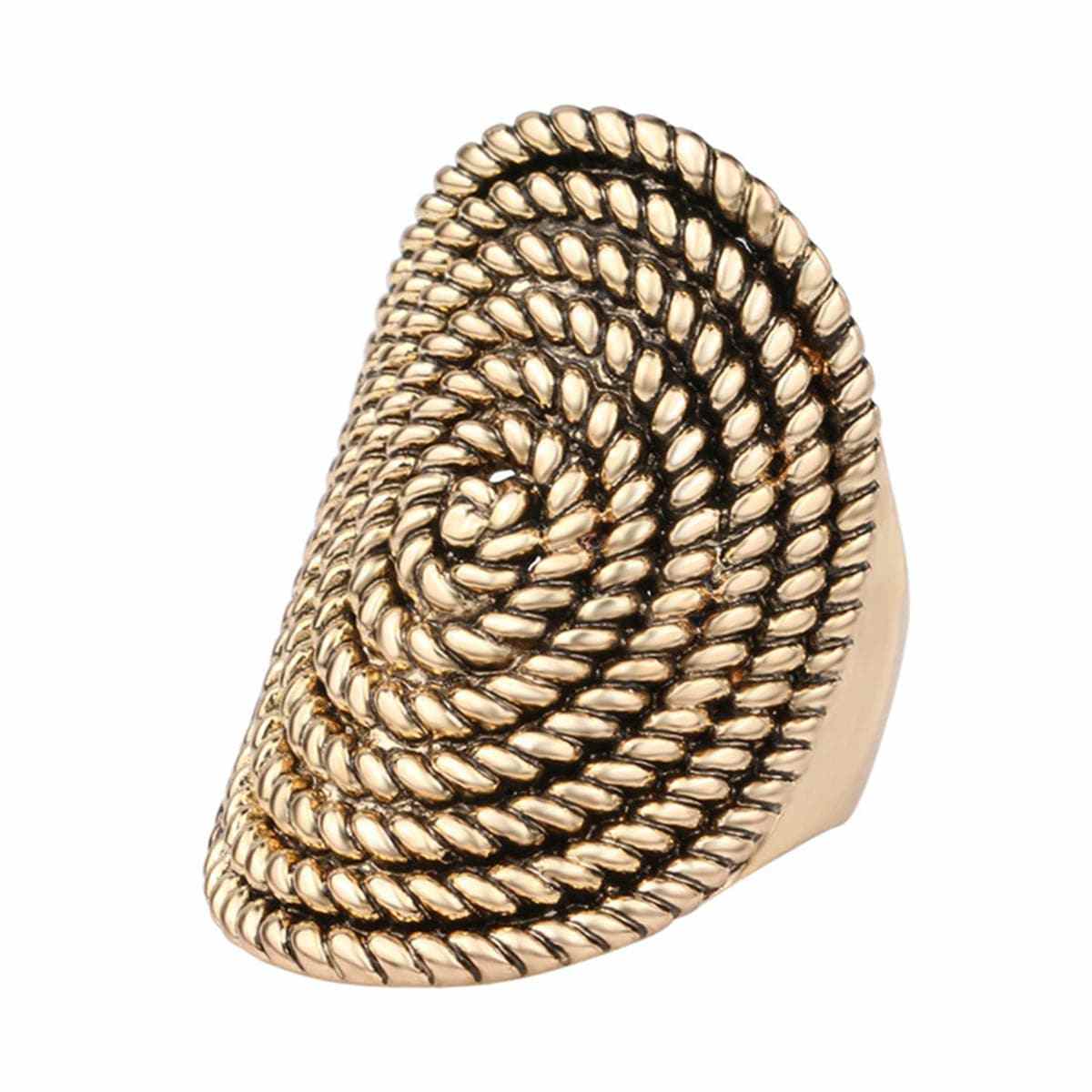 Goldtone Spiral Rope Statement Ring