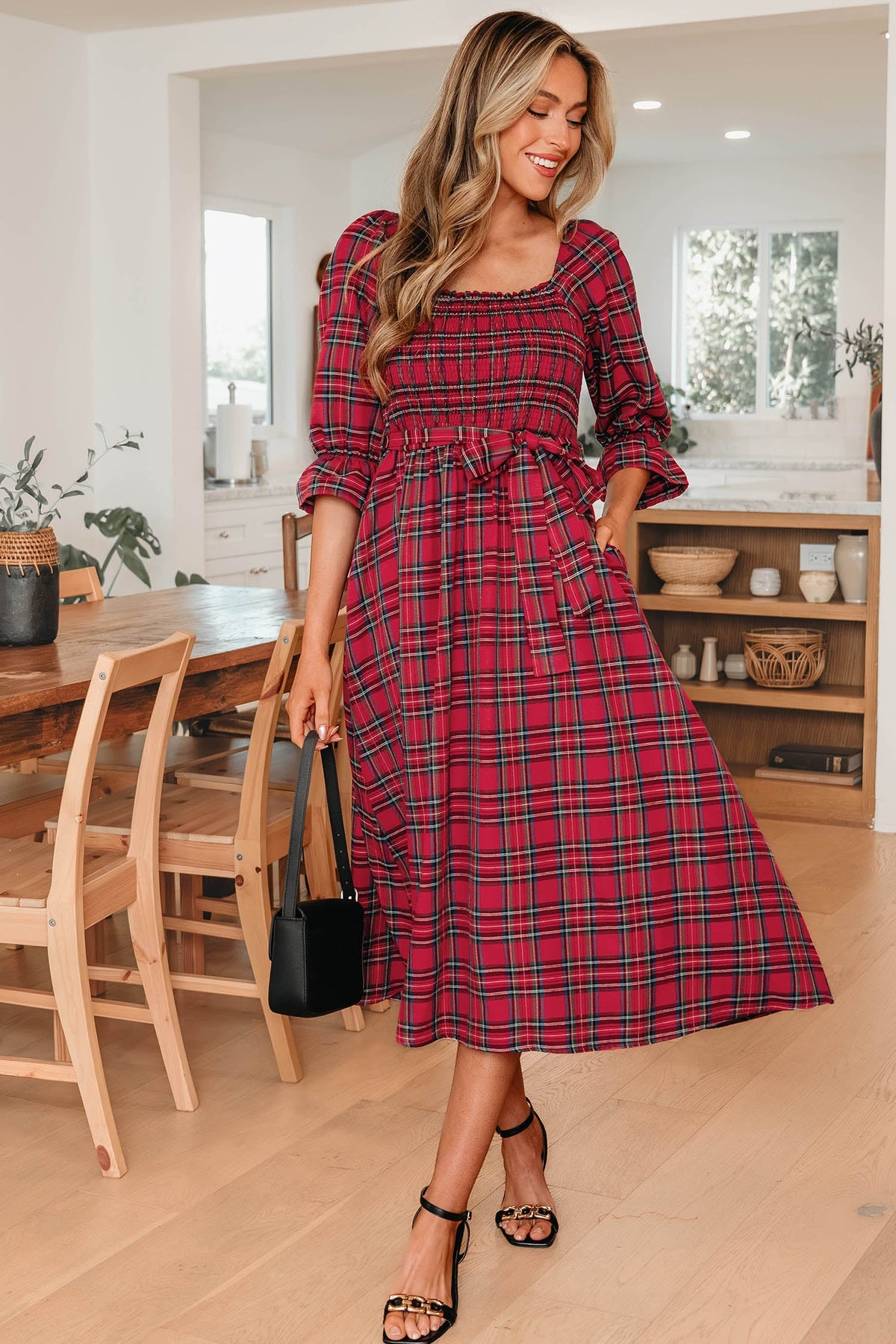 Threaded Pear Jazmin Waist Flared Midi Dress