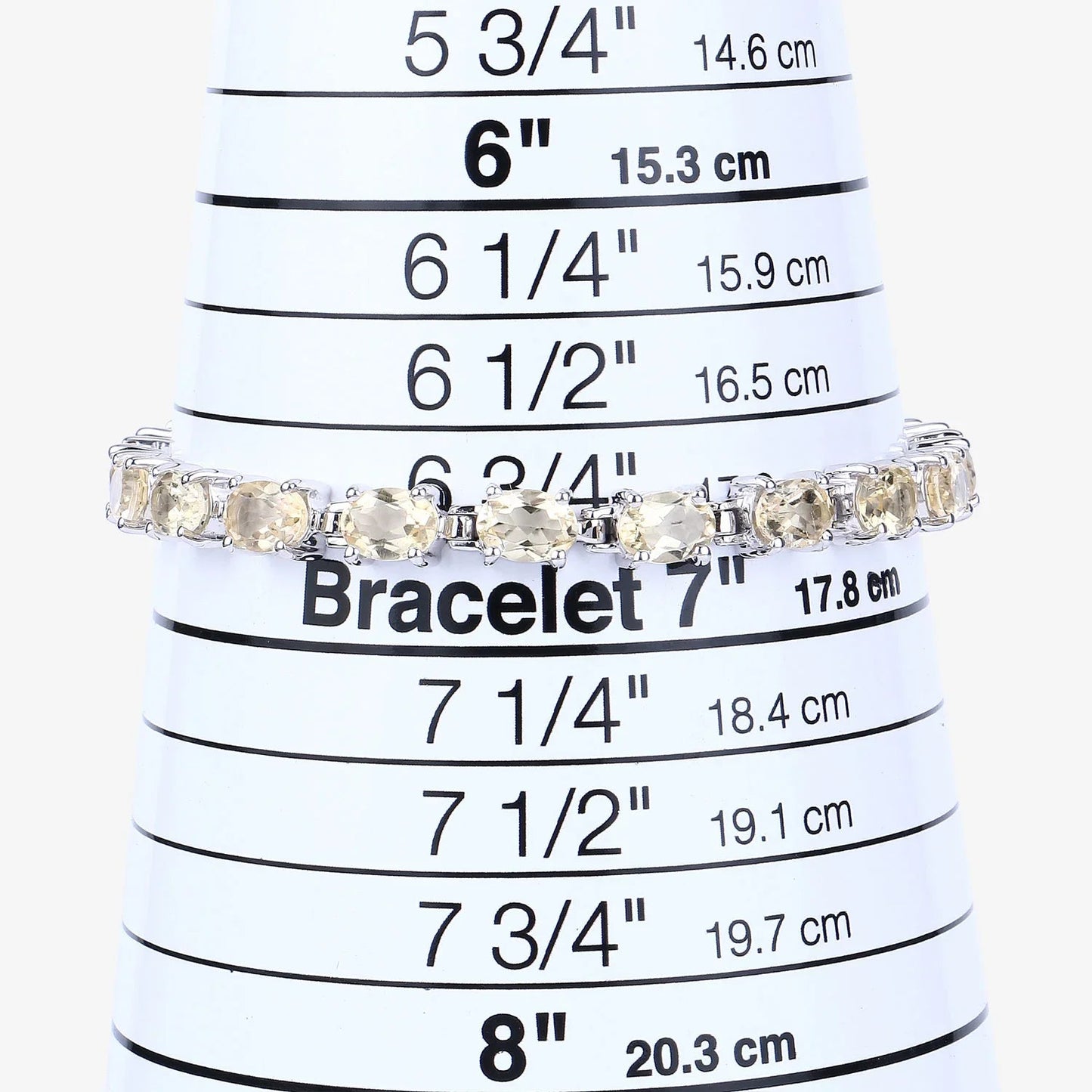 14.40 Ct Oval Light Yellow Citrine Prong Sterling Silver Inline Tennis Bracelet