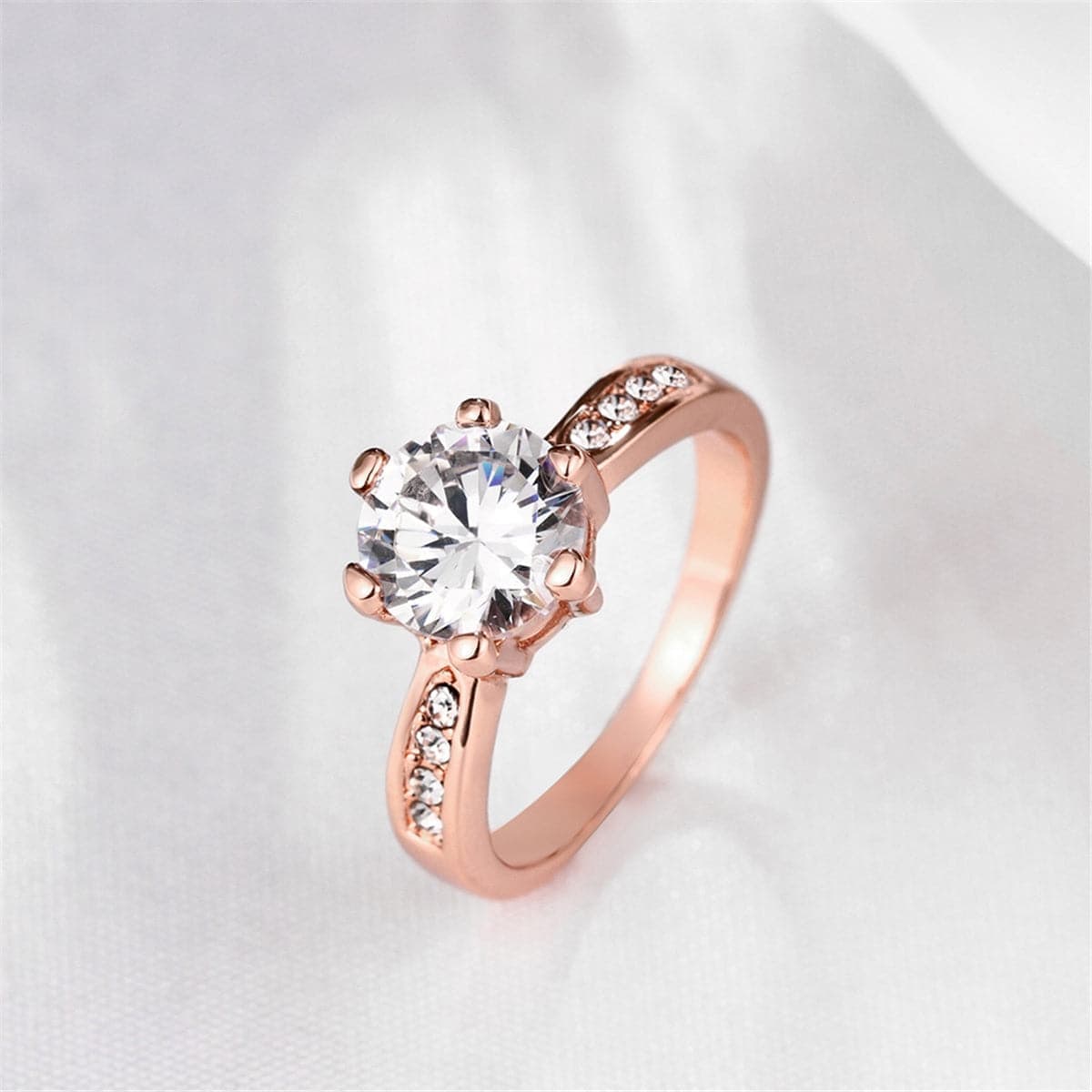 Crystal & Rose Goldtone Prong-Set Statement Ring