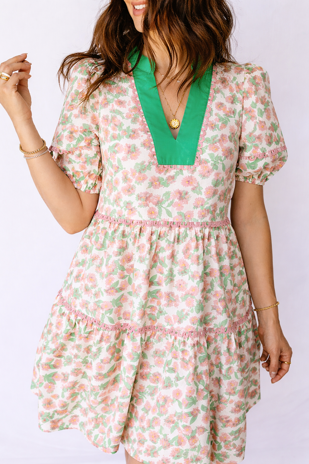 Threaded Pear Rachel Short Puff Sleeve Dress