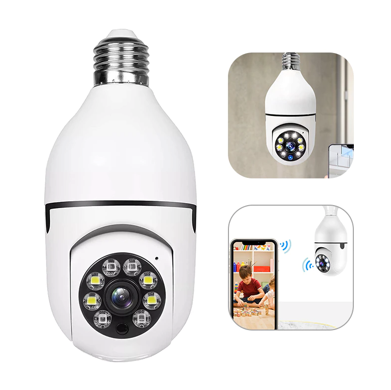 Prime Goods 360 1080P IP E27 Light Bulb Camera Wi-Fi IR Night Smart Home Wireless Security - White