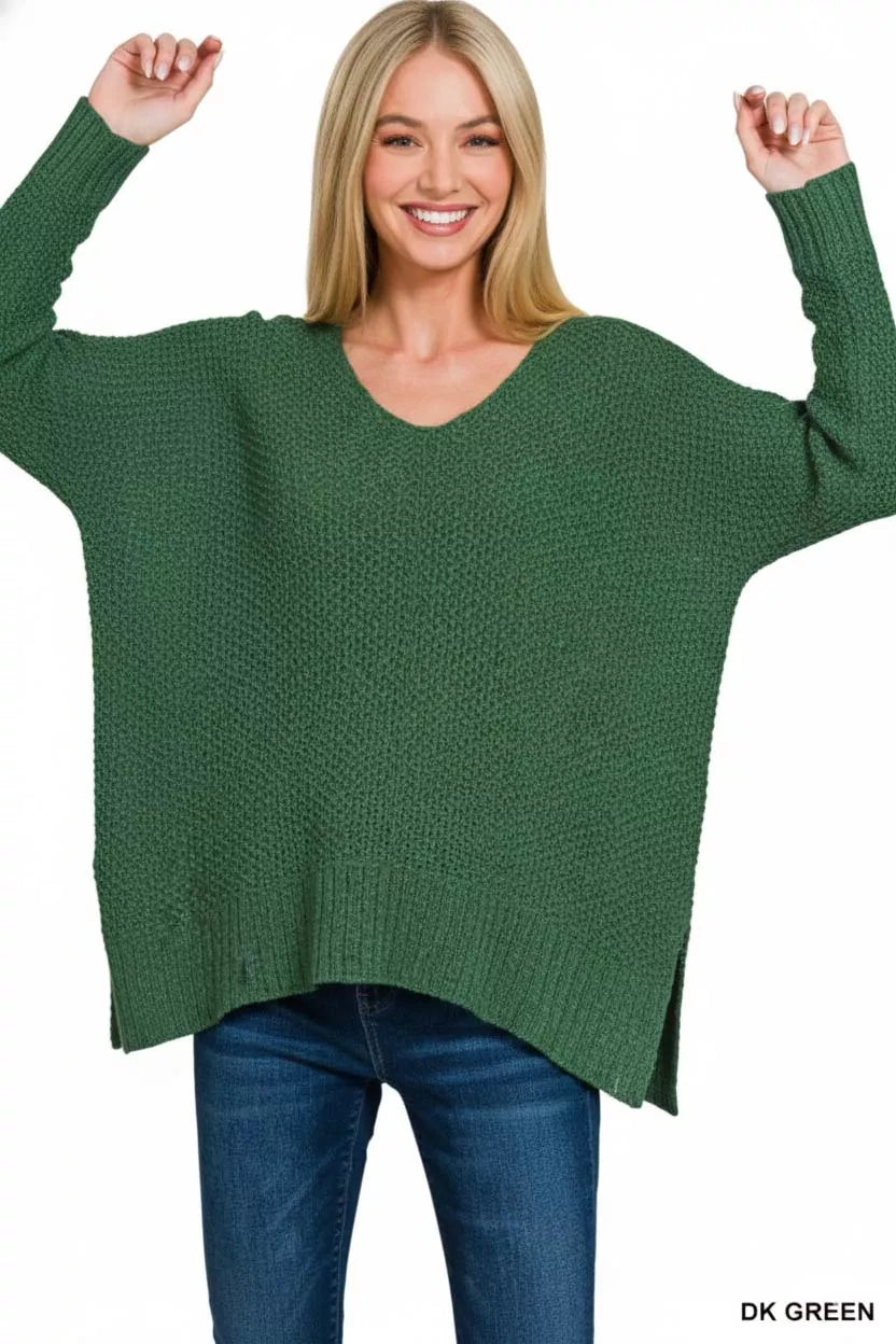 Zenana Dolman Sleeve V-Neck Sweater