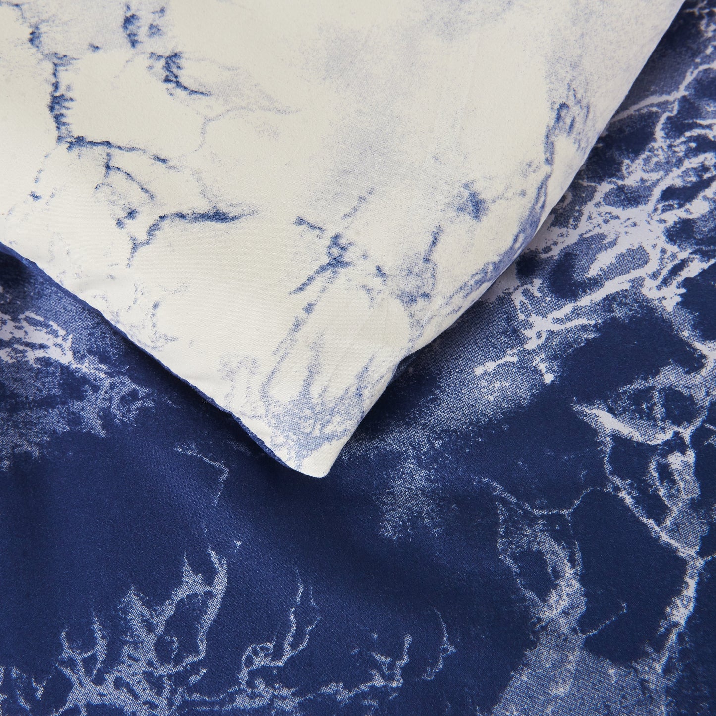 Elegant Comfort Reversible 10-Piece Marble Print Comforter Set, Includes 6-Piece Sheet Set with Double Sided Storage Pockets