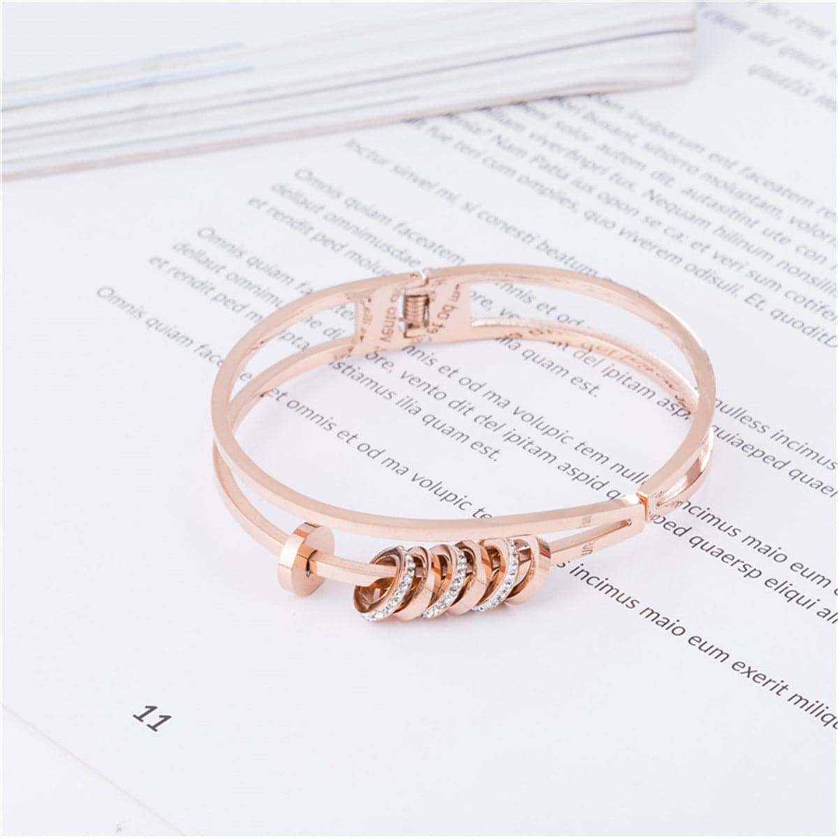 Cubic Zirconia & Rose Goldtone Coil Bangle
