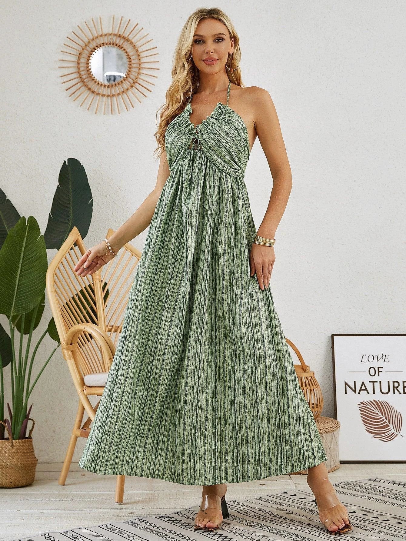 bohemian halter dress Maxi Size:8Y-9Y Collection:Resort Wear Master the Business Formal Boho high low ruffled