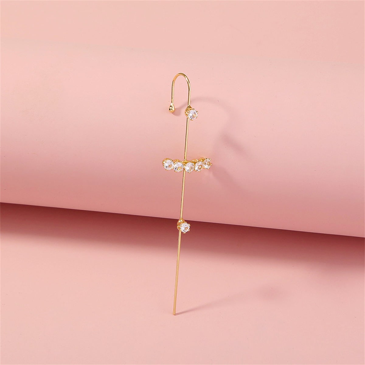 Cubic Zirconia & Goldtone Drop Earring