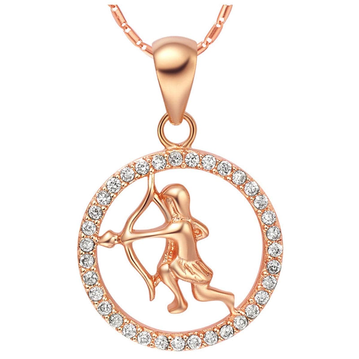 Cubic Zirconia & Rose Goldtone Sagittarius Pendant Necklace