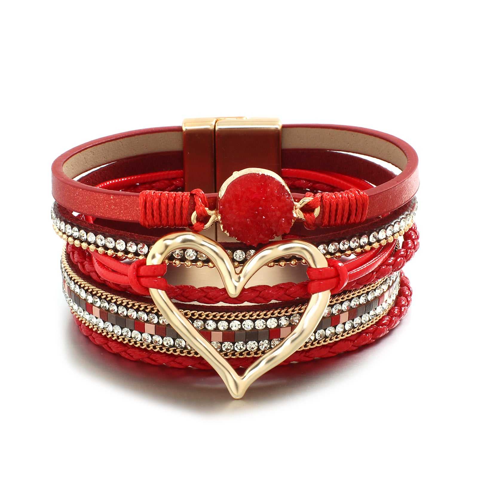 Red Faux Leather Heart Multi-strand Bracelet – Zulily