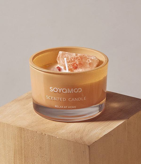 SOYAMOO Citrus Breeze Crystal Infused Scented Candle