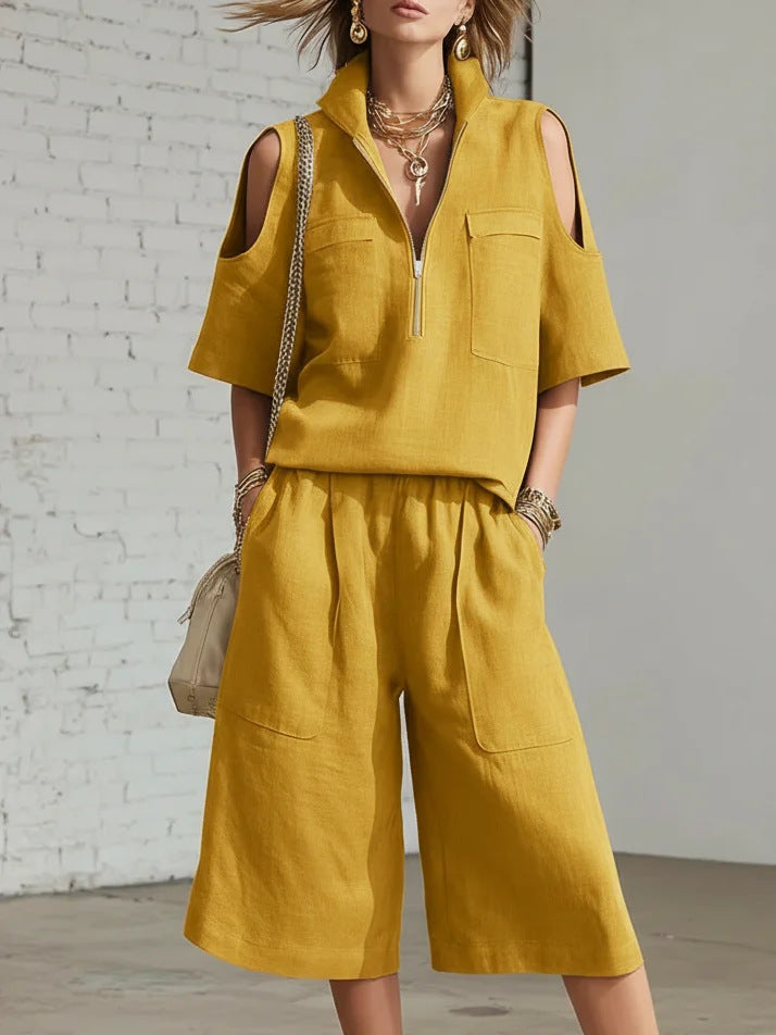 Short-Sleeve Shirt & Loose Shorts Two-Piece Set
