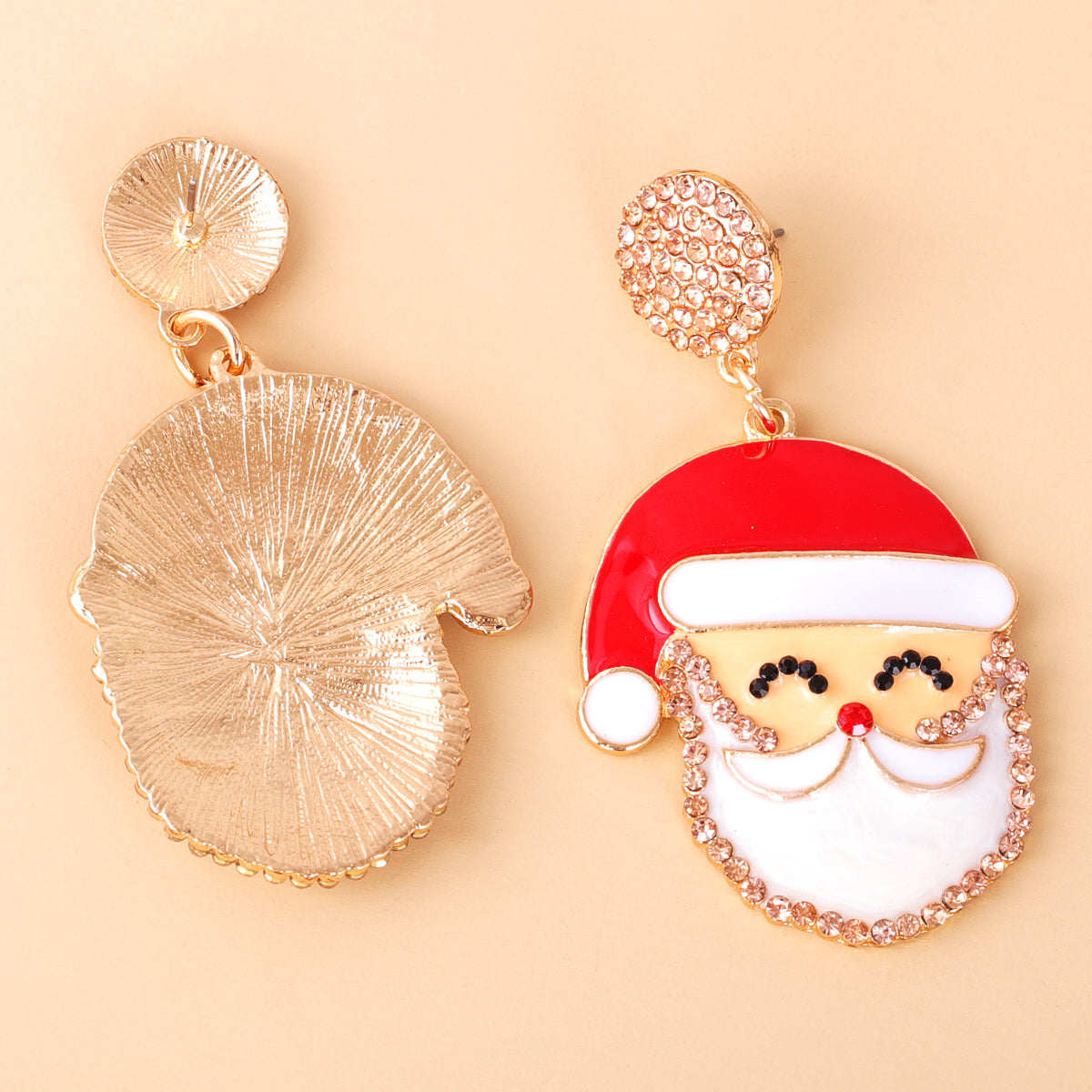 Red Cubic Zirconia Santa Face Drop Earrings