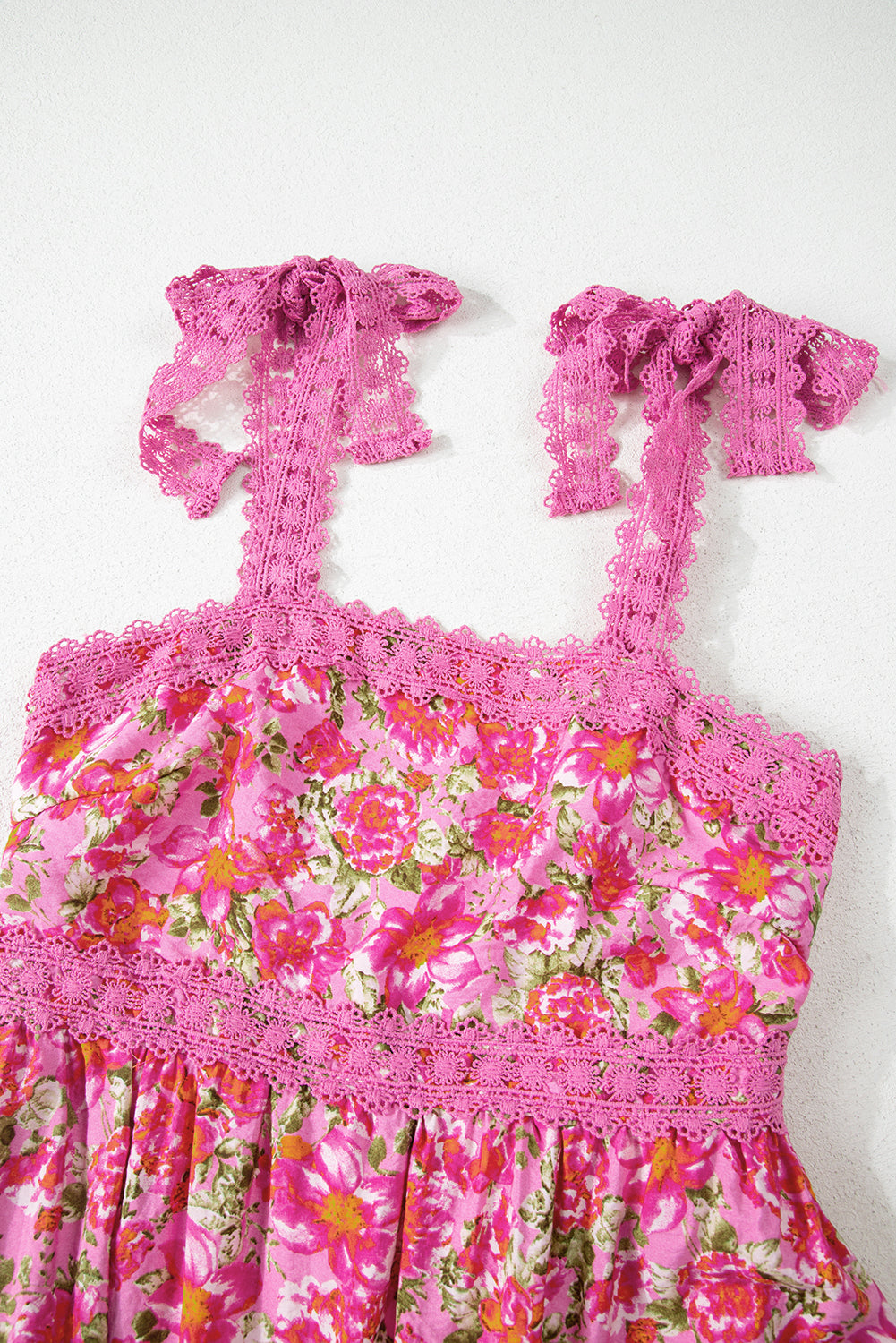 Ashlyn Floral Lace Tied Strap Empire Waist Maxi Dress by Threaded Pear