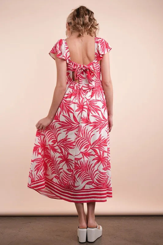 VERY J Tropical Printed Midi Summer Boho Dress