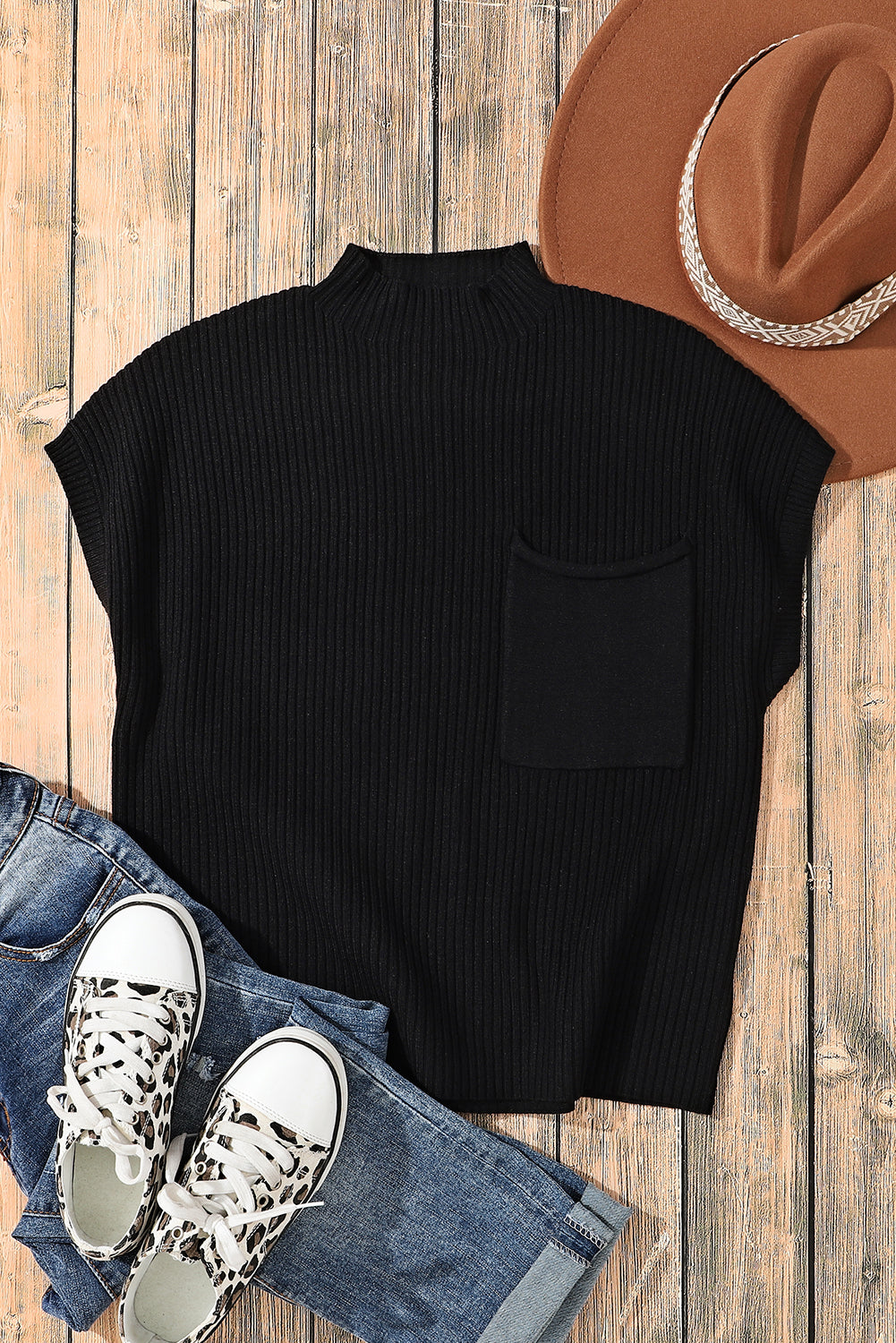 Ayla Short Sleeve Sweater - Black