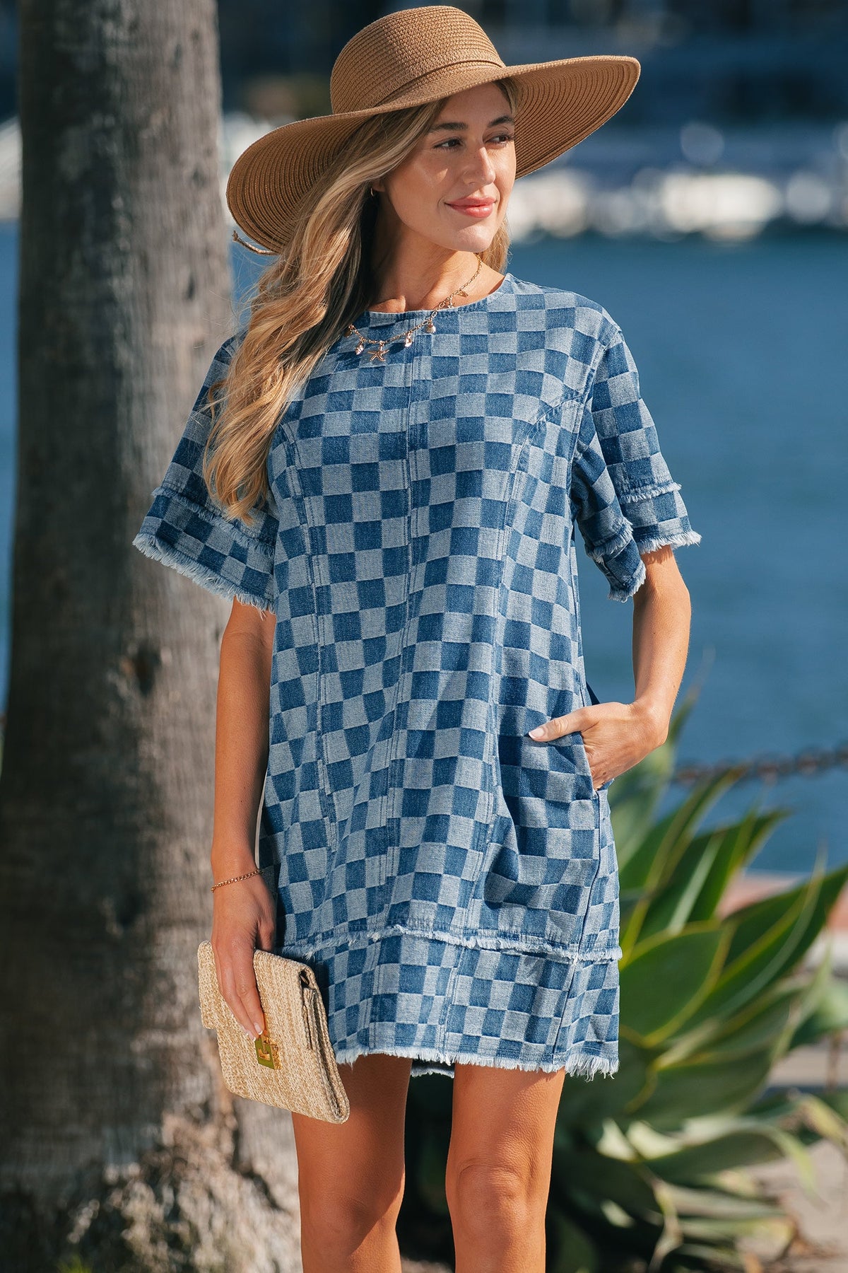 Threaded Pear Jessie Hem Checkered Mini Dress