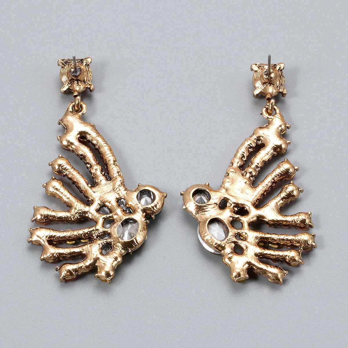 Cubic Zirconia & Yellow Crystal Goldtone Butterfly Drop Earrings