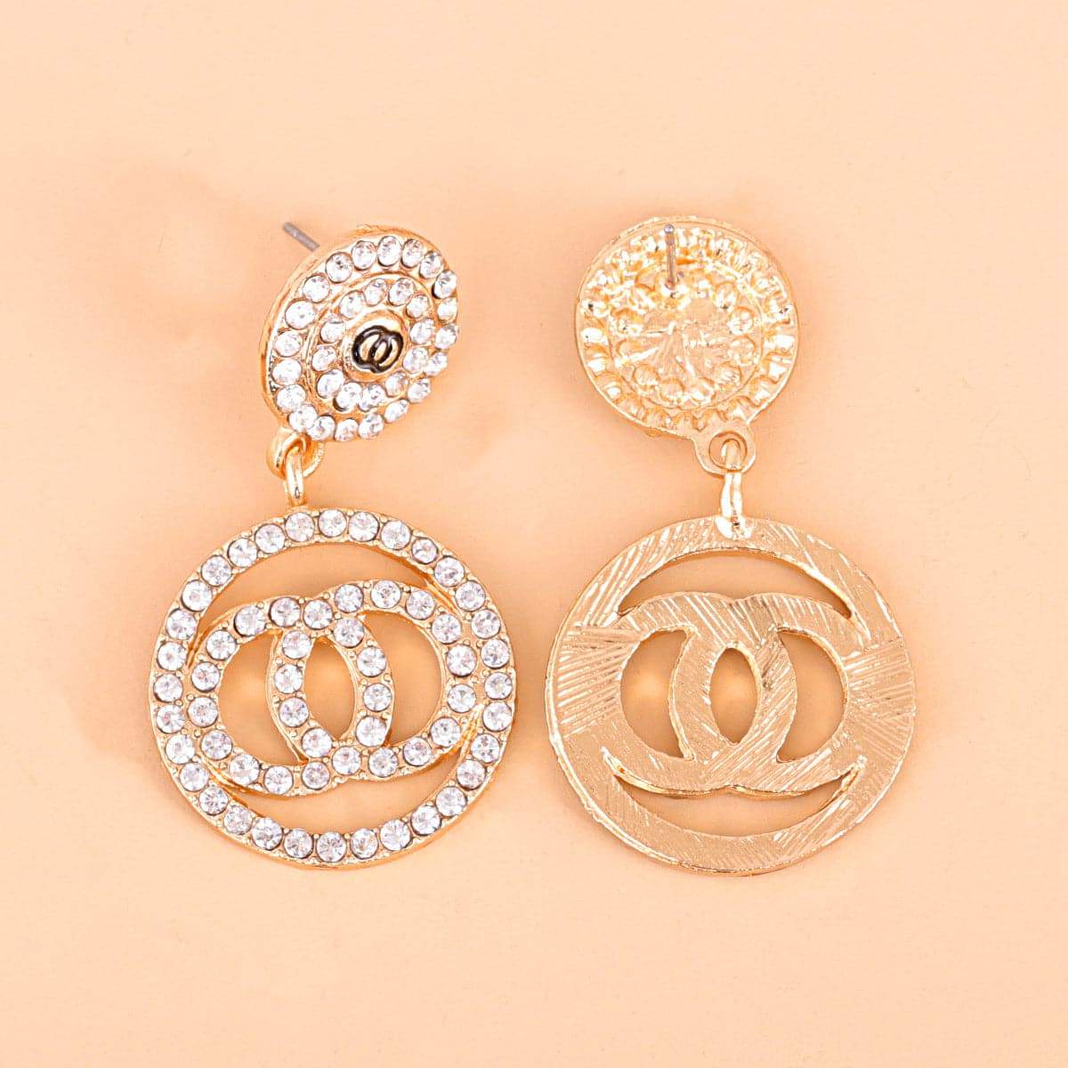 Cubic Zirconia & Goldtone Lock Drop Earrings