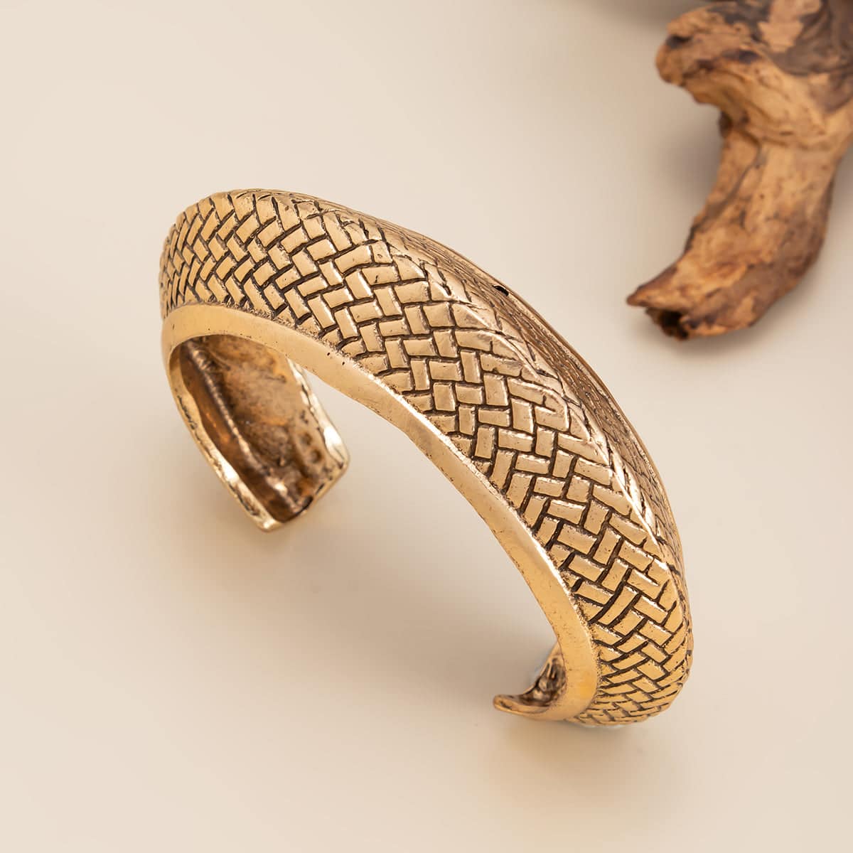 Goldtone Textured Snake Cuff