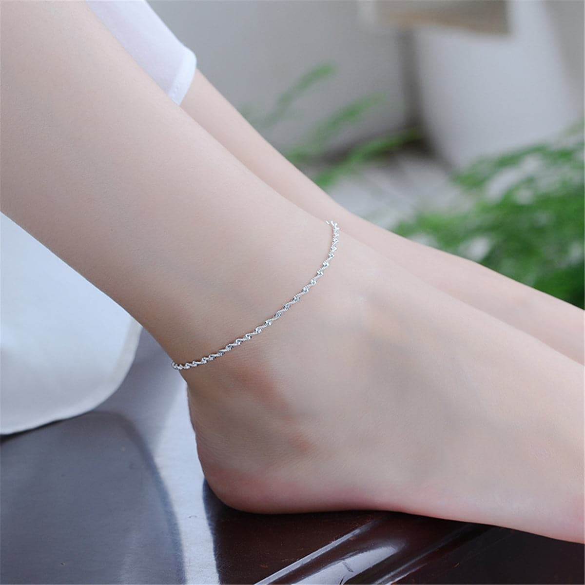 Silvertone Rope Chain Anklet
