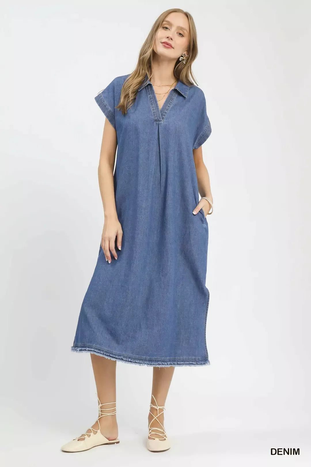 stonewash denim dress denim dress, Mid length dress, Stonewashed denim dress, Short sleeve denim dress