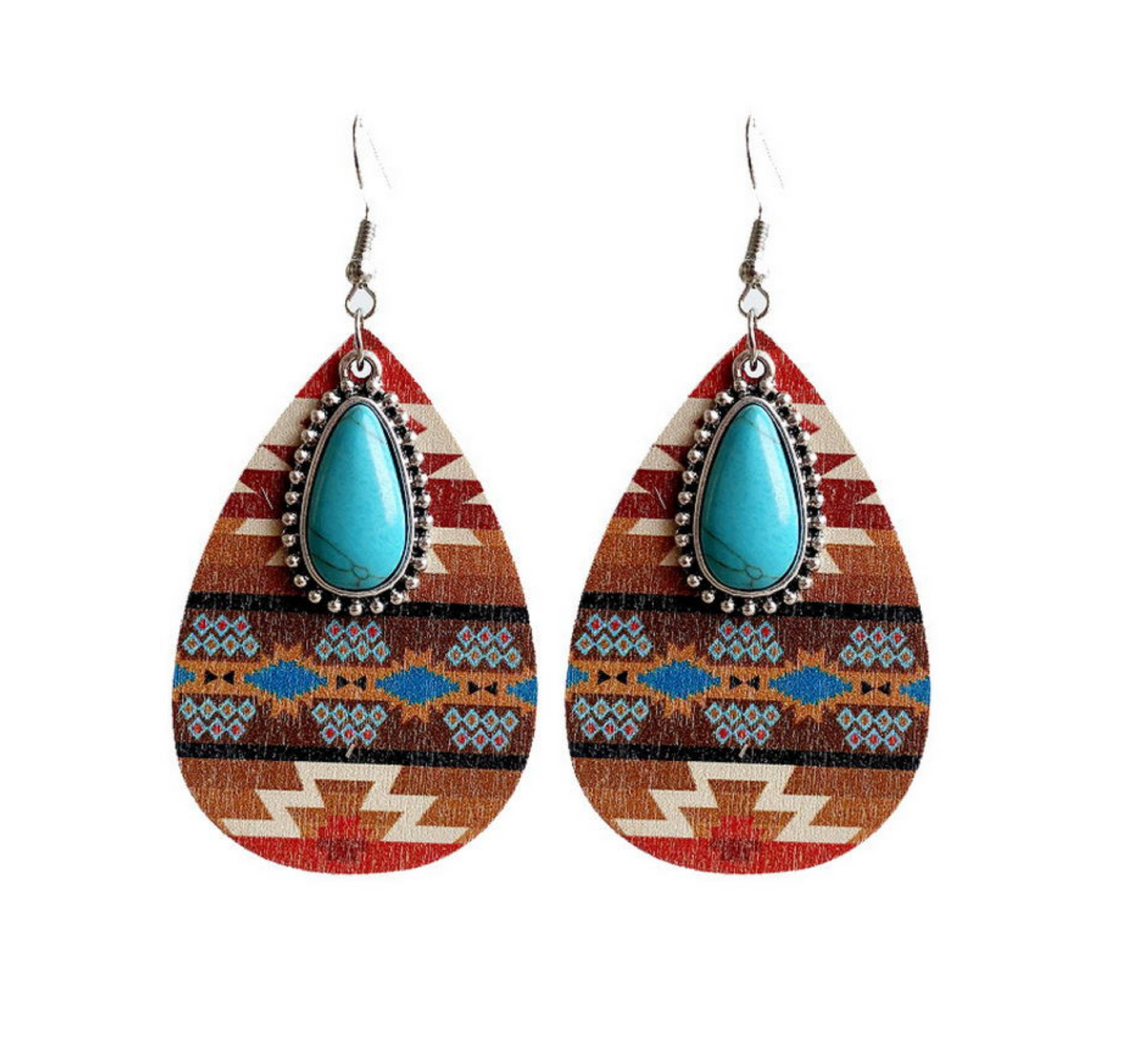 Turquoise, Red, Brown-