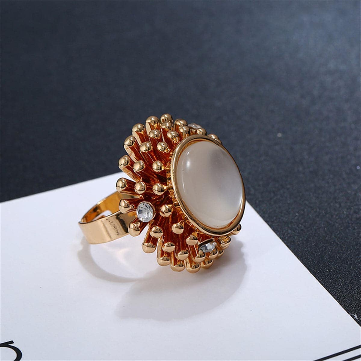Resin & Cubic Zirconia Goldtone Flower Ring