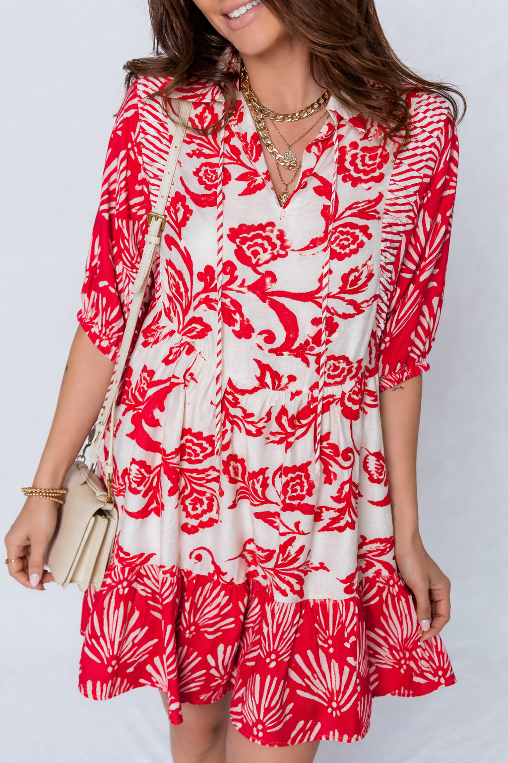 Threaded Pear Ariel Loose Flower Mini Dress