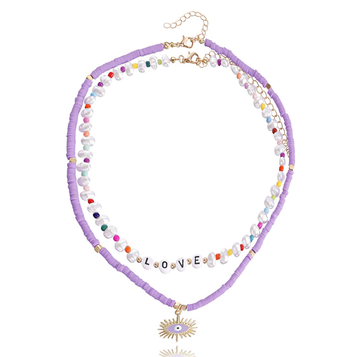 Howlite & Pearl Goldtone 'Love' Pendant Necklace Set