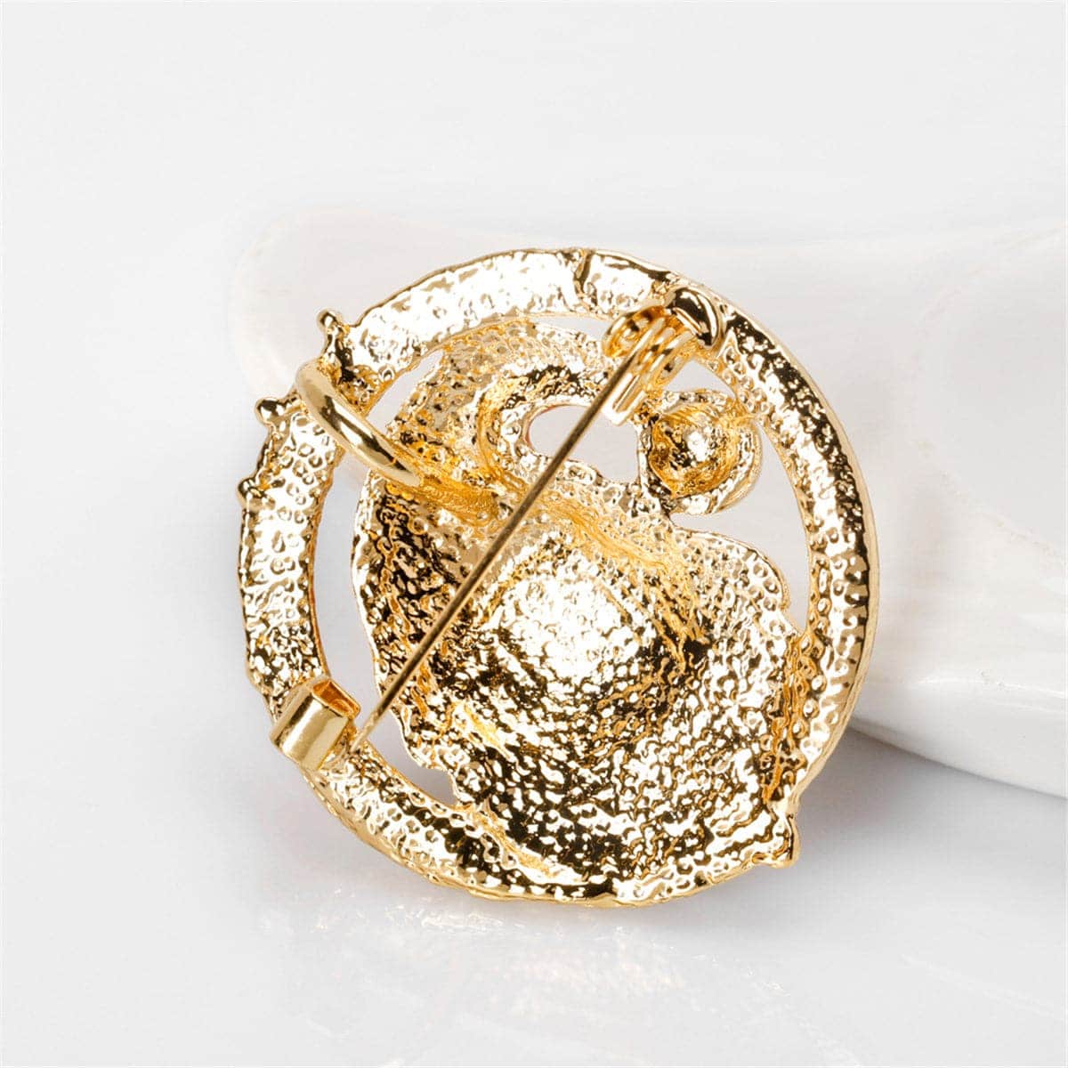Cubic Zirconia & Goldtone Santa Claus Halo Brooch