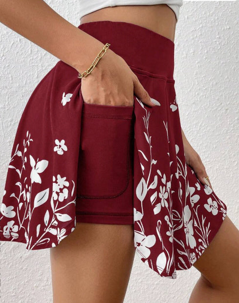 🌼 Women's Minimalist Floral Print High-Waisted Shorts with Pockets