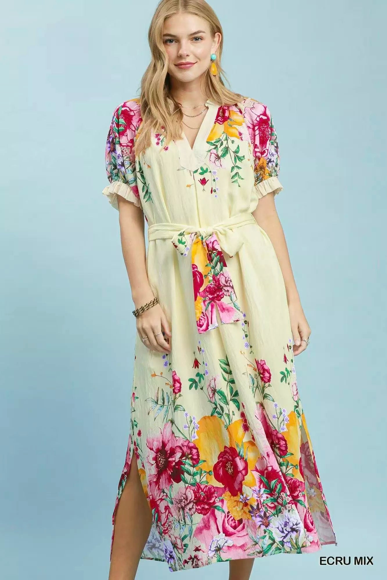 umgee maxi dress Umgee Mix Floral Border Print Midi Dress – Zulily
