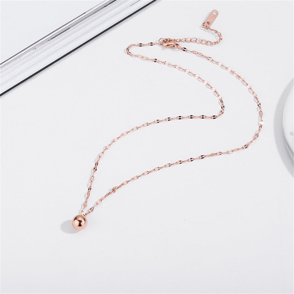 Rose Goldtone Ball Pendant Necklace