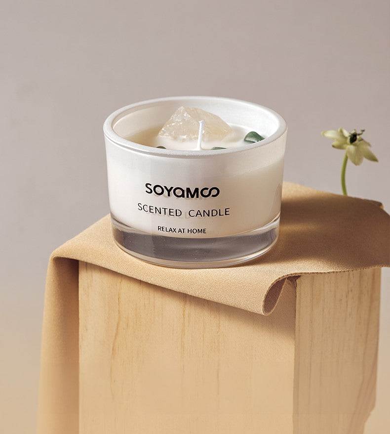 SOYAMOO Moonlit Gardenia Crystal Infused Scented Candle