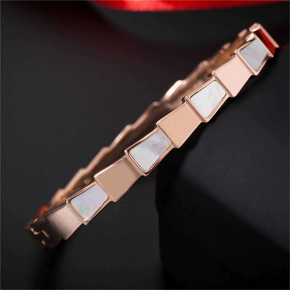 Rose Goldtone Ladder Bangle
