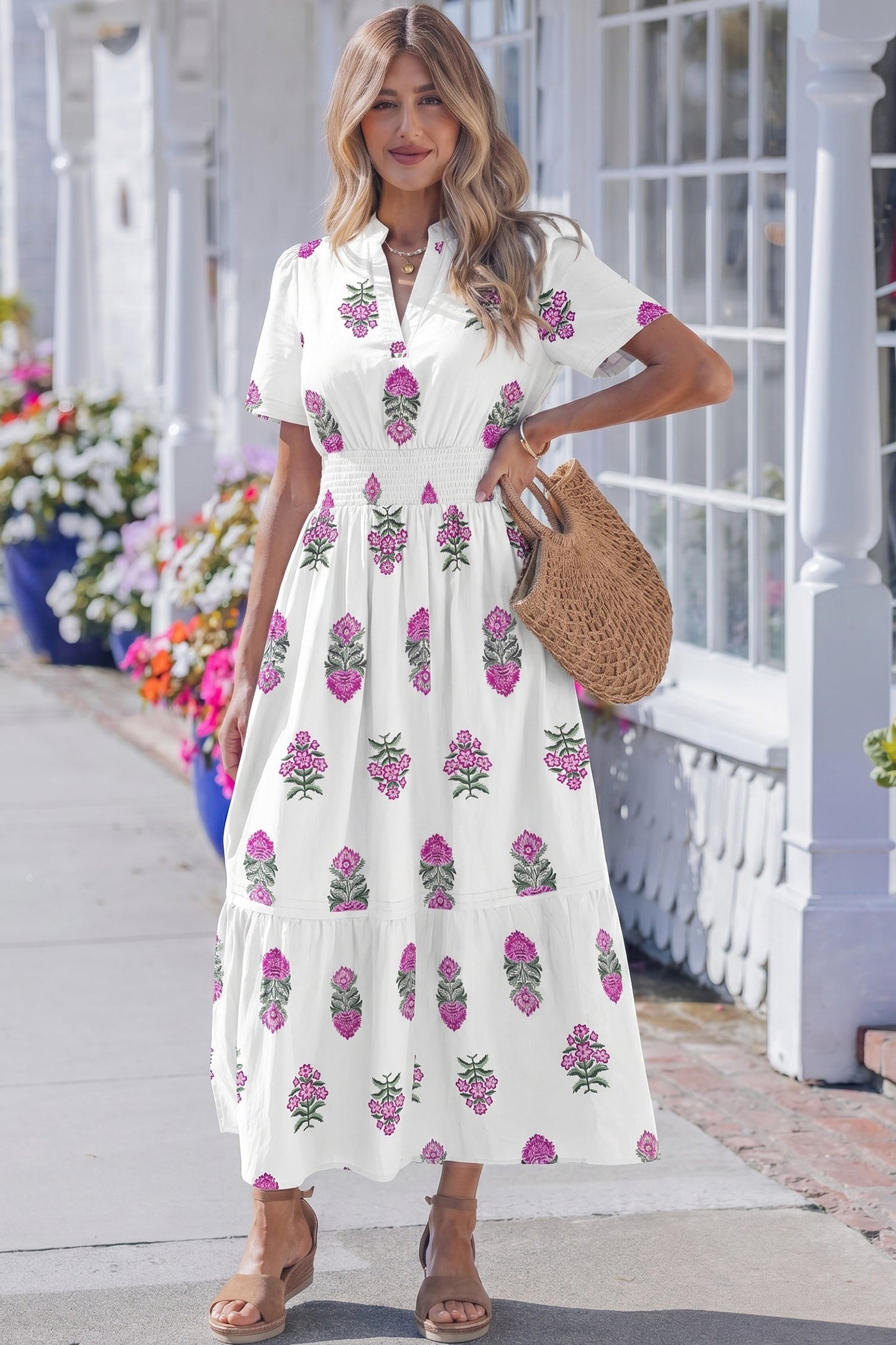 Threaded Pear Aileen Ruffle Hem Maxi Dress
