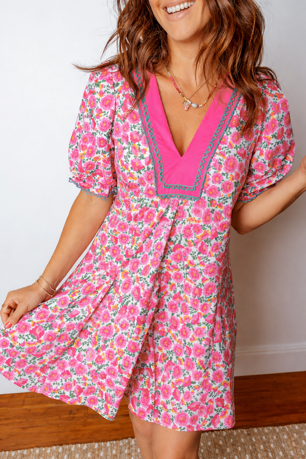 Threaded Pear Annika Bubble Sleeve Mini Dress