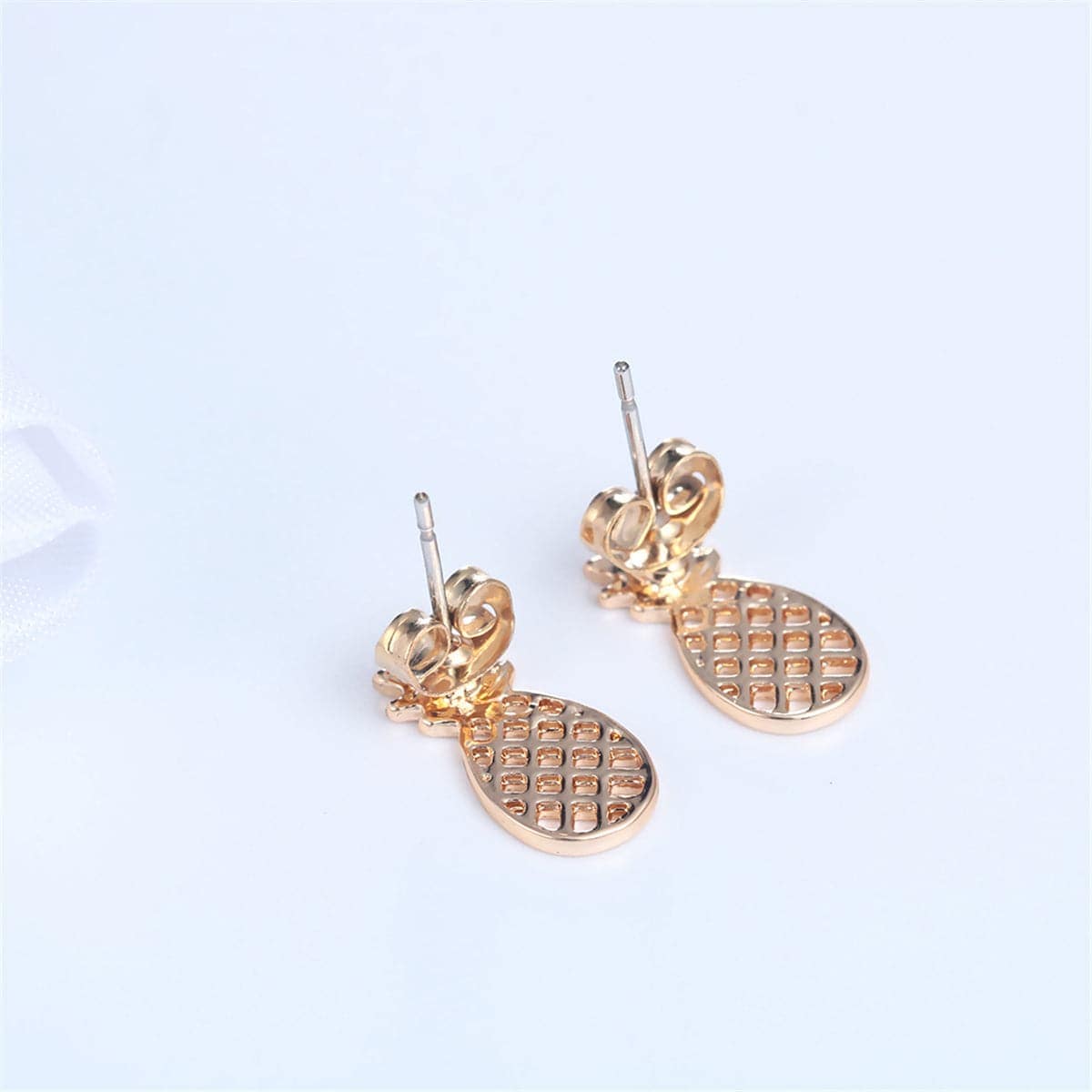 Goldtone Open Pineapple Stud Earrings