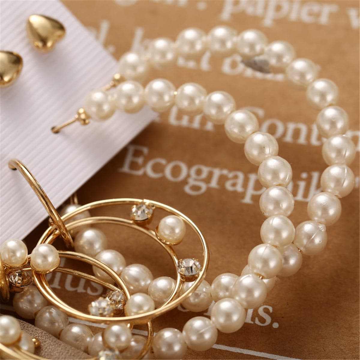Pearl & Cubic Zirconia Goldtone Hoop Earrings Set