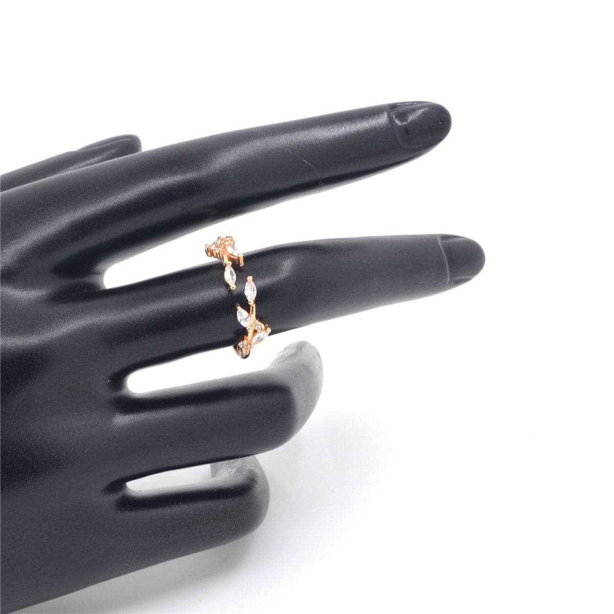 Cubic Zirconia & Rose Goldtone Rattan Adjustable Ring
