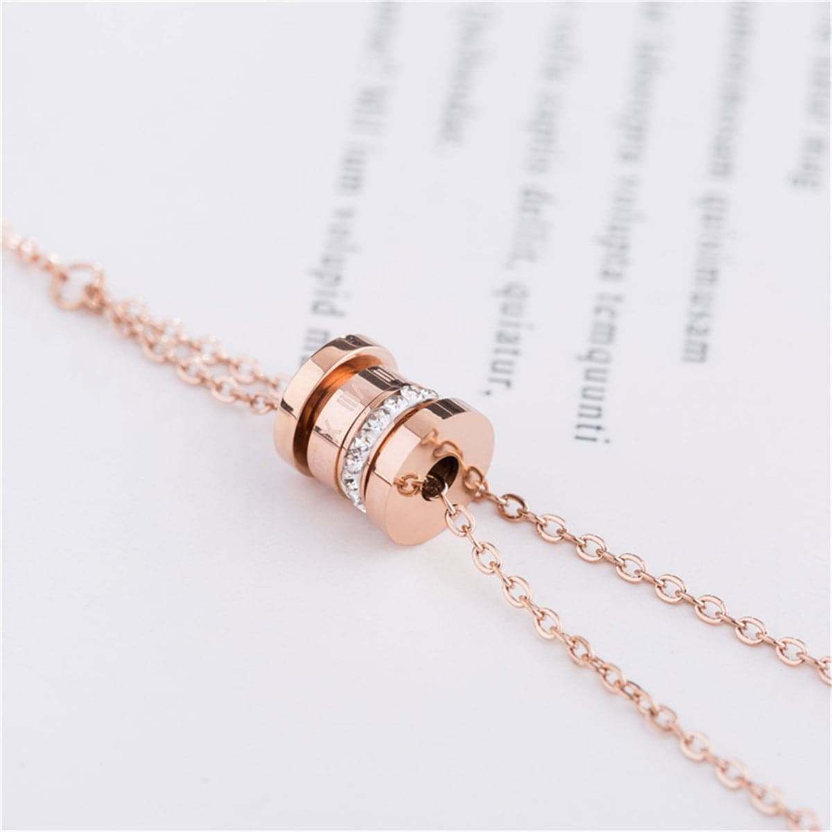 Cubic Zirconia & Rose Goldtone Coil Ring Pendant Necklace