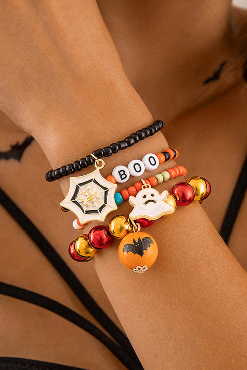 Threaded Pear Halloween Beaded Bracelet