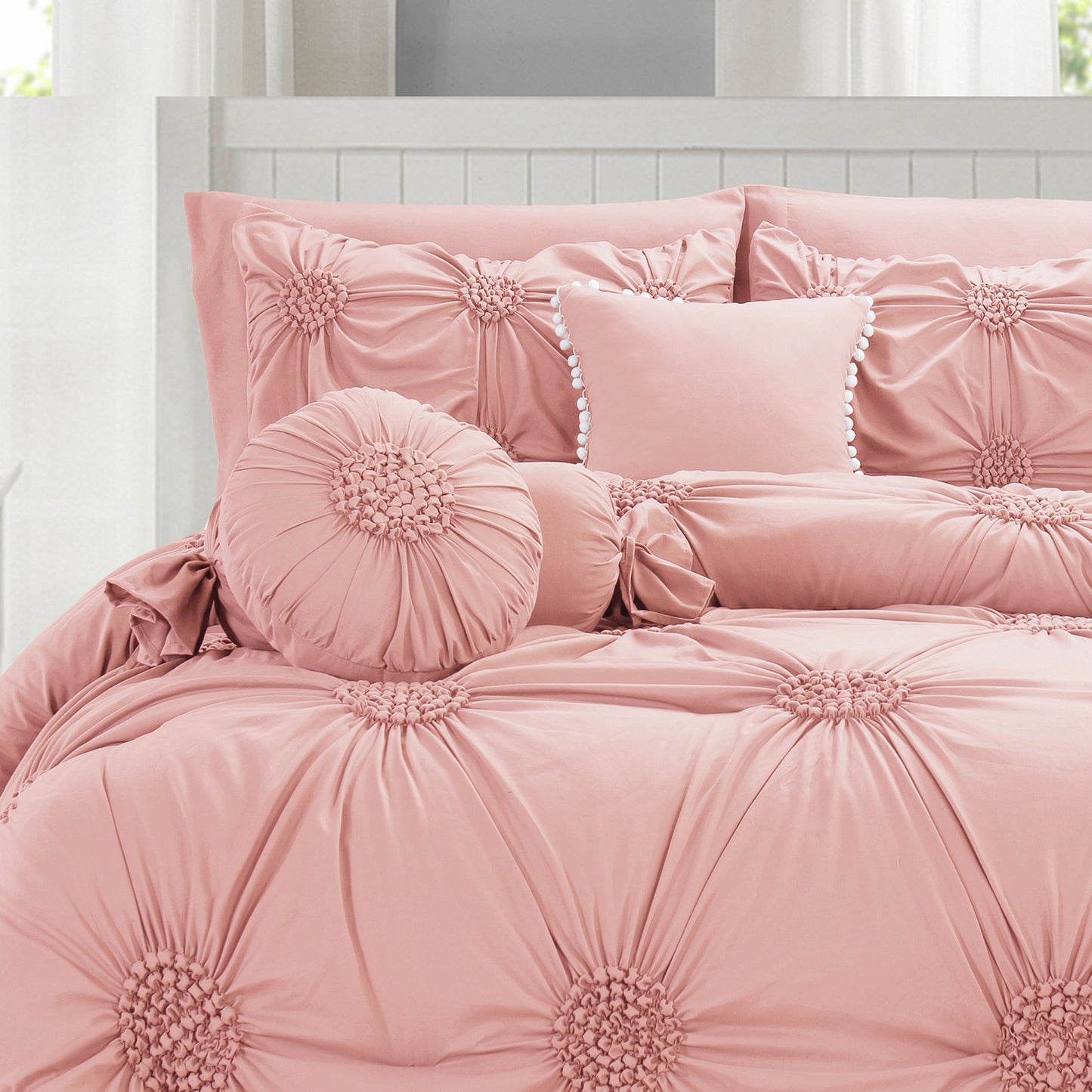 Elegant Comfort 10-Piece Sunflower Comforter Set - Includes 4-Piece Sheet Set with Double Sided Storage Pockets