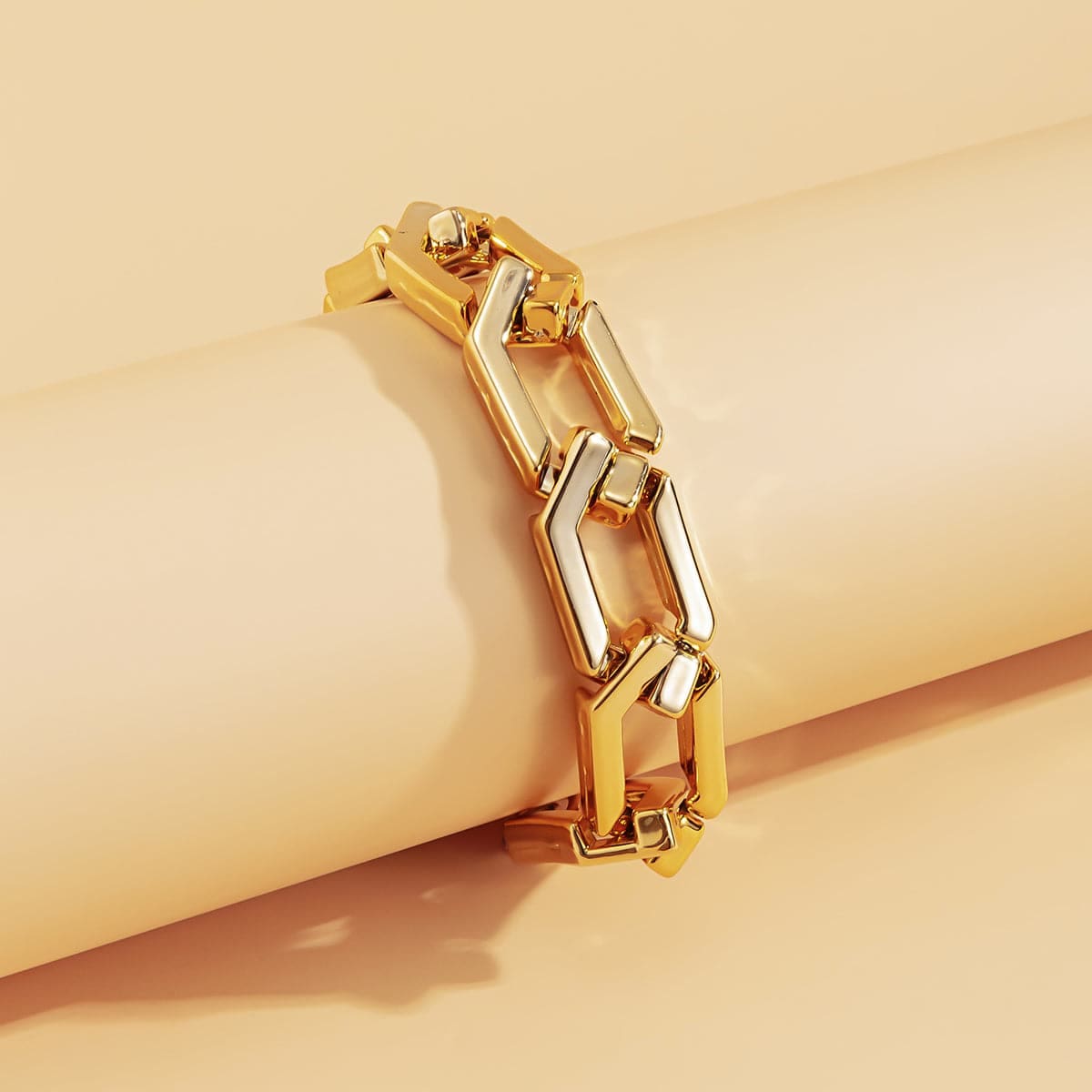 Goldtone Open Hexagon Chain Bracelet