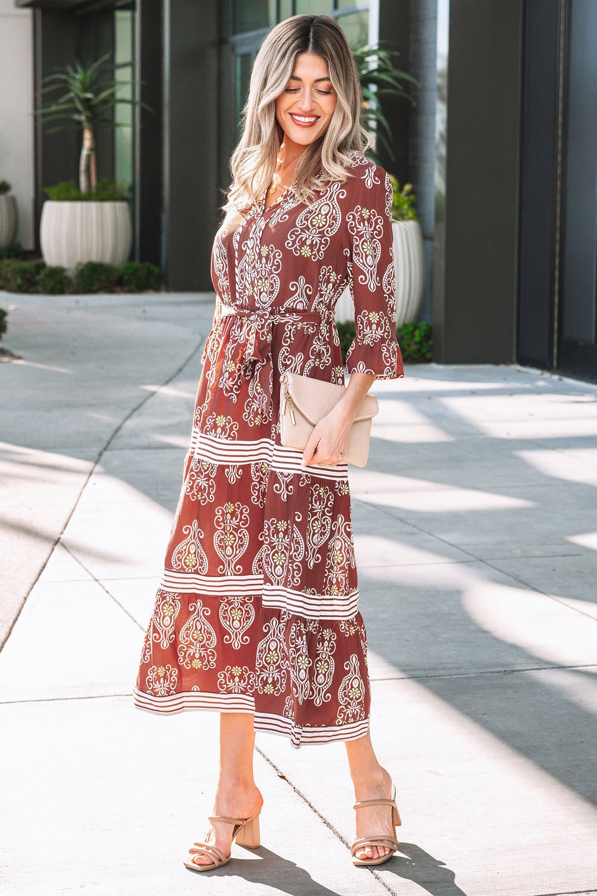 Threaded Pear Katie Trim Tiered Maxi Dress