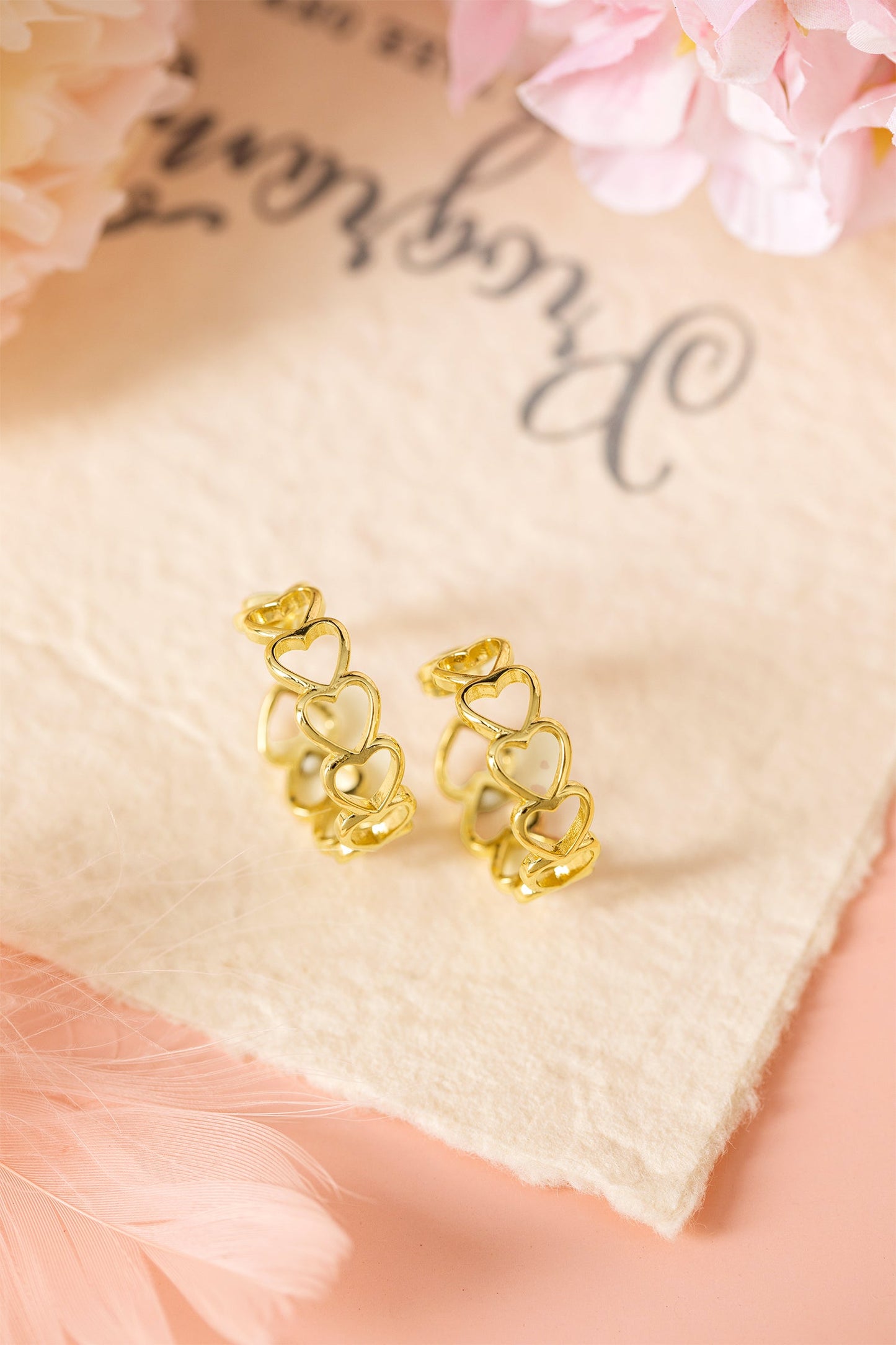 Threaded Pear Lavender Link Hoop Stud Earrings
