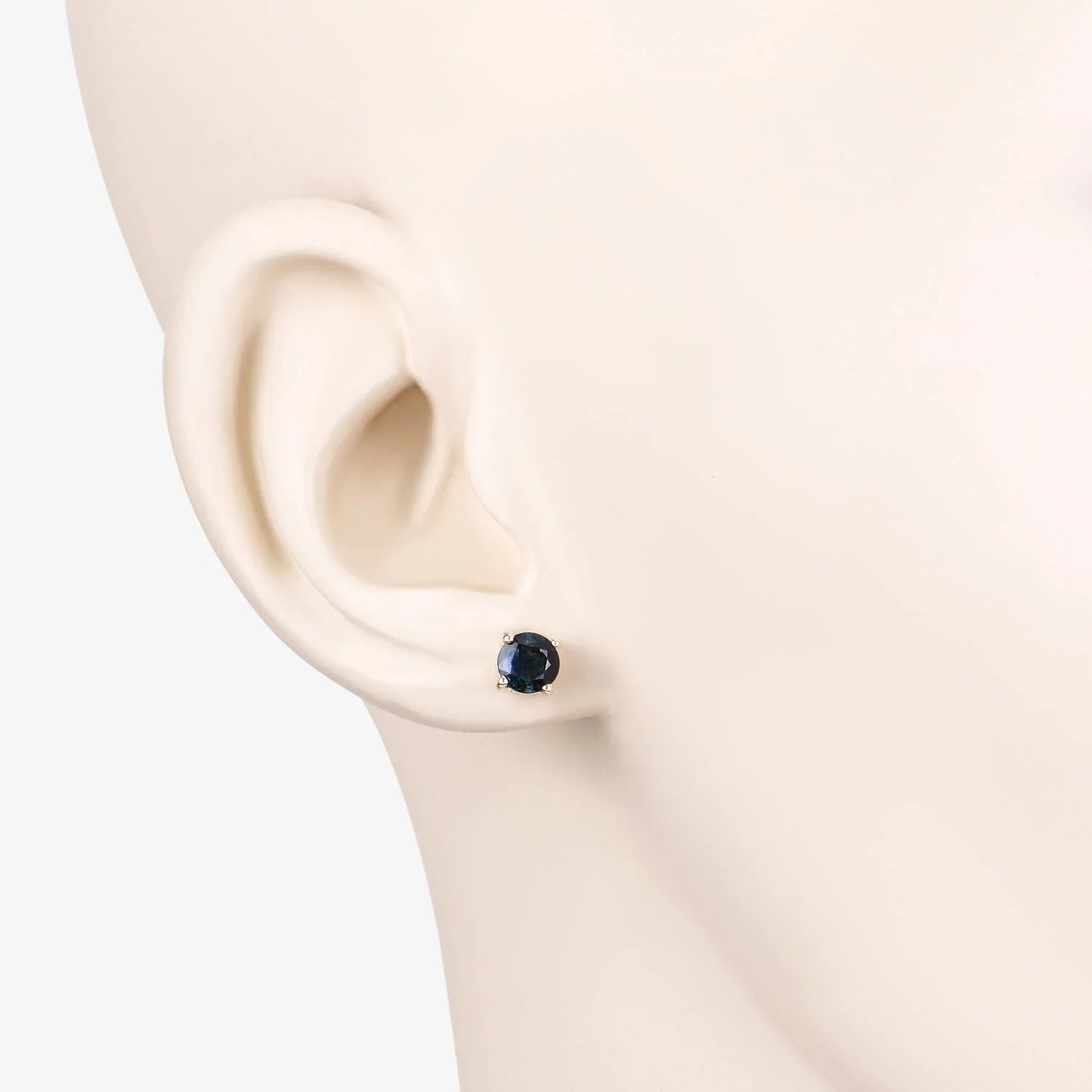 1.30 Ct Round Blue Sapphire Prong 10K Gold Stud Earrings