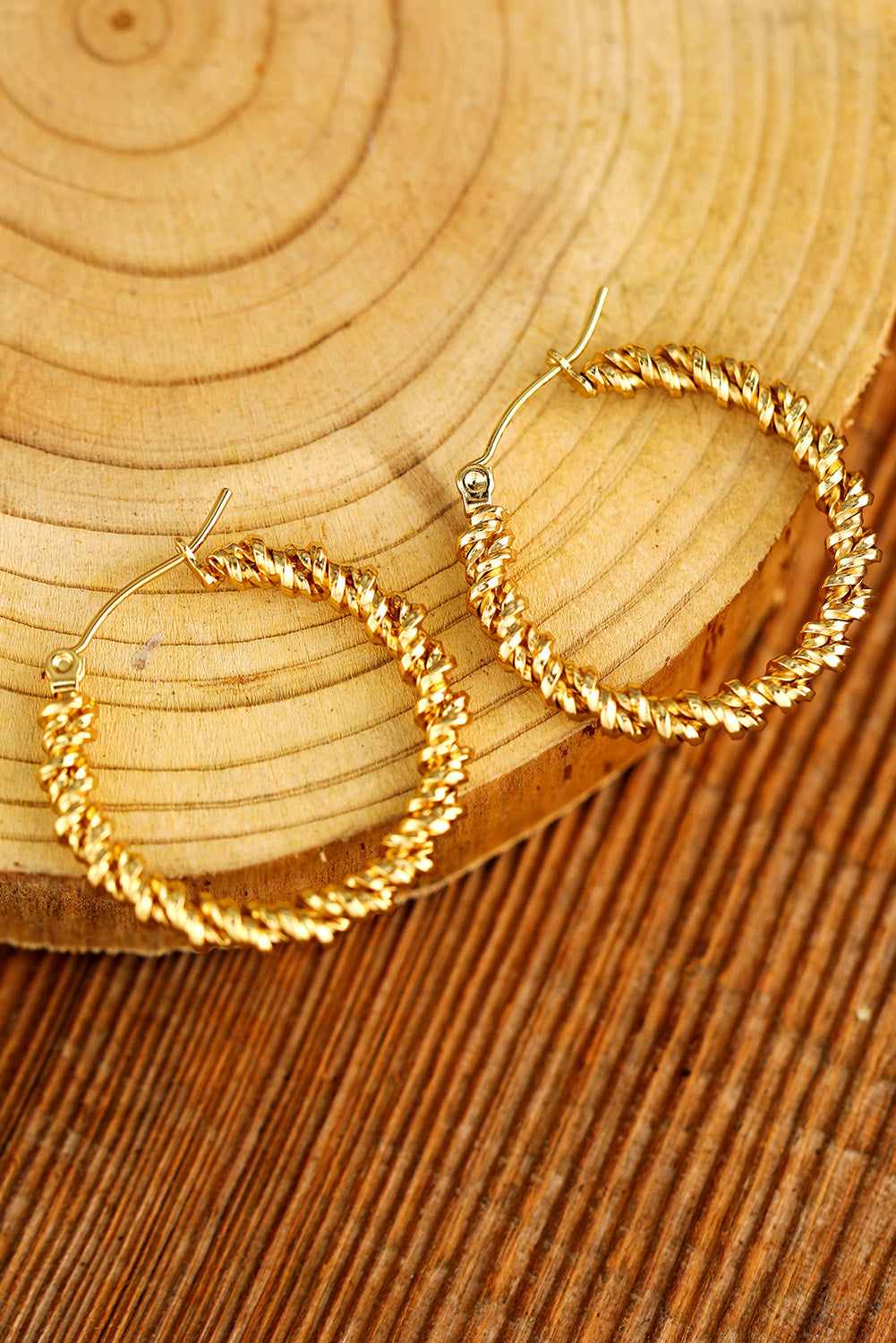Gold Vintage Textured Hoop Earrings - Gold / ONE SIZE